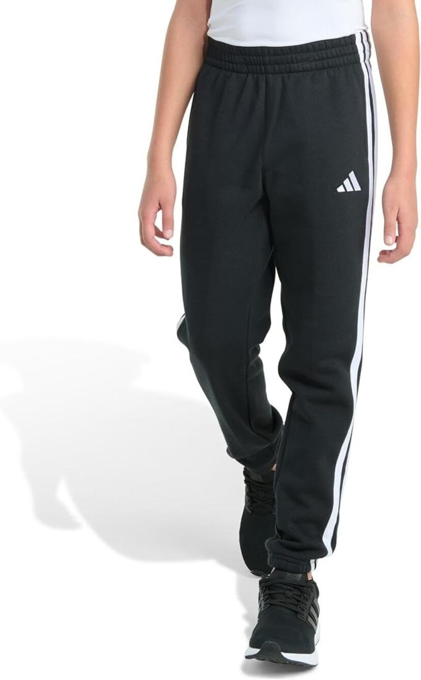 Adidas Boys 7 Black White 3-Stripe Tricot Jogger Pants Athleisure Sporty C5-4